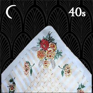 Vintage Rockabilly Scarf Retro Floral Silk Rayon VFG Headwrap Kerchief Babushka